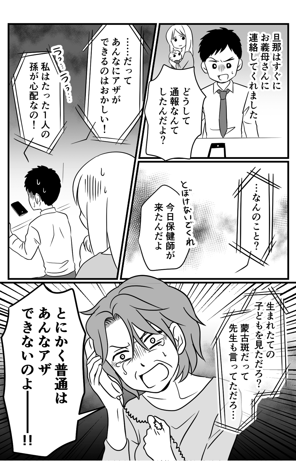 赤ちゃんの蒙古斑を「虐待だ」と義母が通報!行動がエスカレートして最終的に_1_3