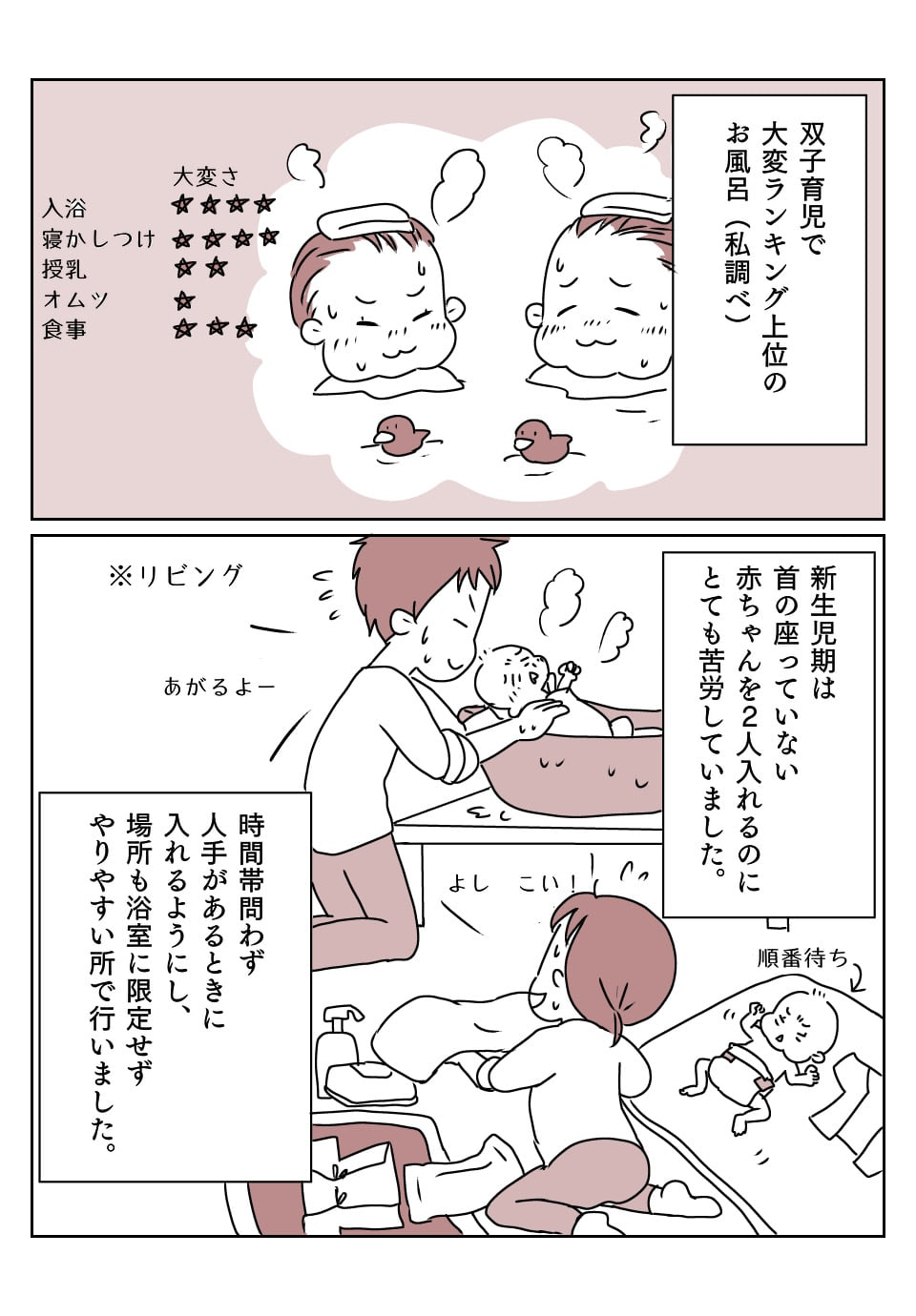 双子育児　お風呂1