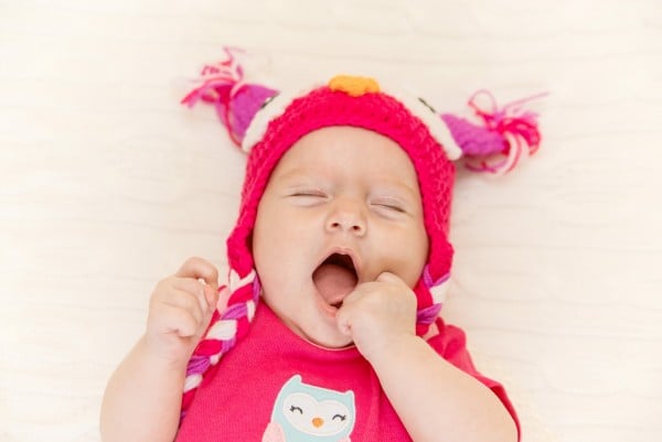 Newborn baby yawns
