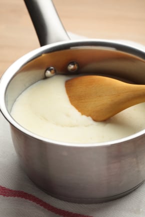 Bechamel sauce in a pan