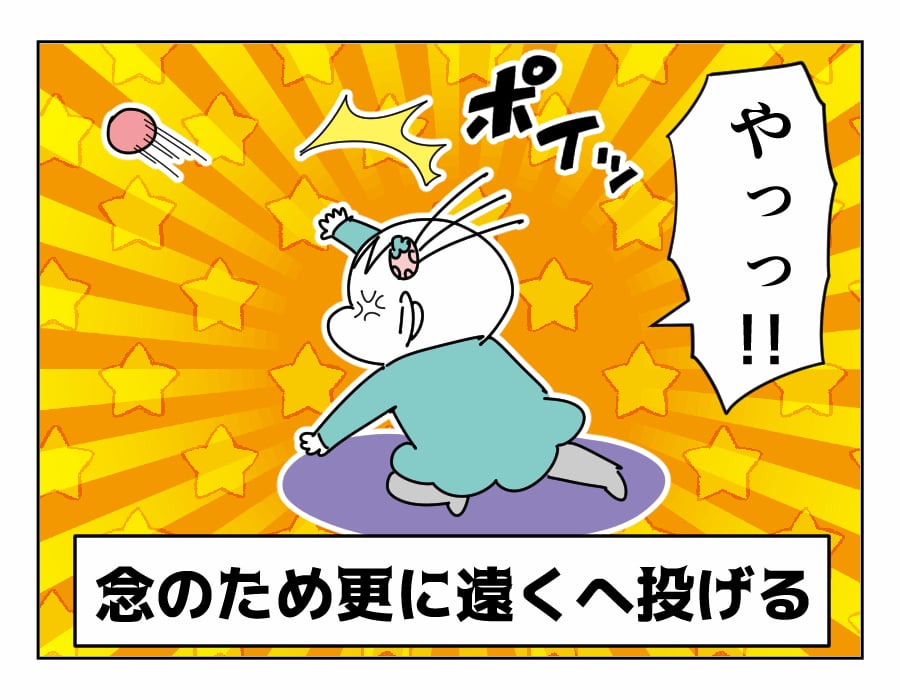 念のためさらに遠くへ投げる