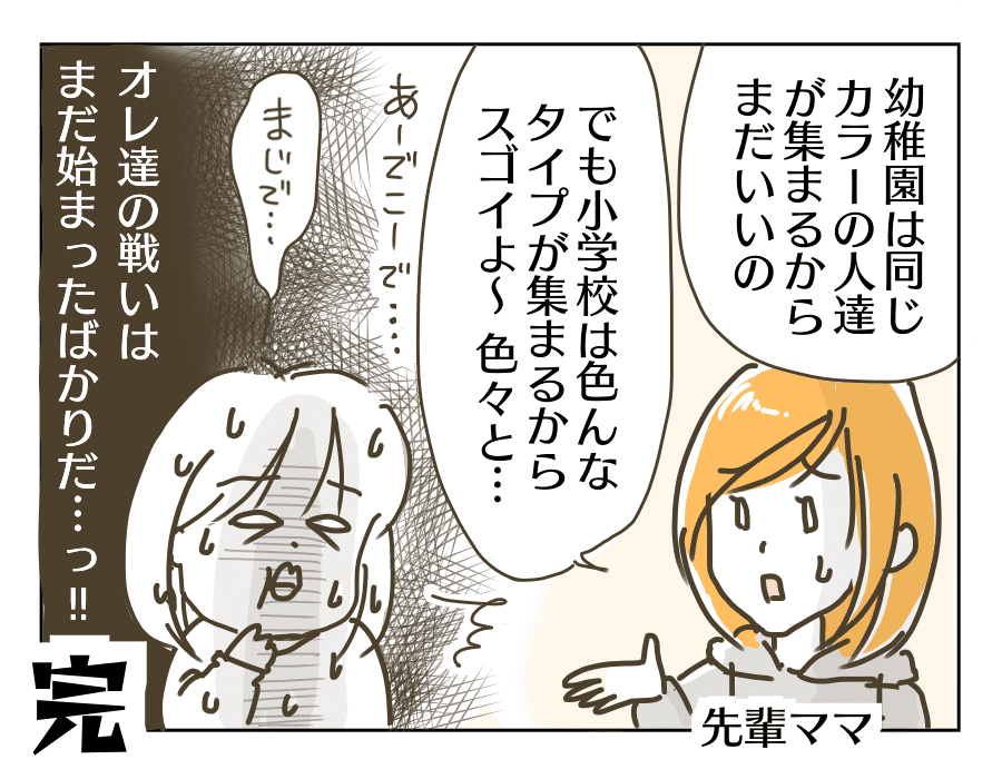 幼稚園はカラーが同じようなママが多いけれど、小学校からが本番、いろんなママがいると聞いてやっぱり怖い!!