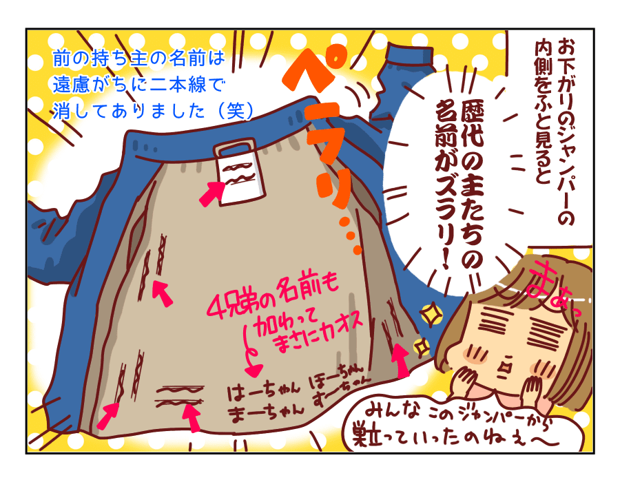 よく見るといろんなところに歴代の使用者たち（こども）の名前が