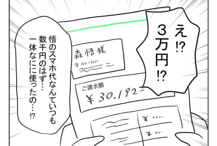 ＜3万円請求に驚愕＞不正！？スマホ代がおかしい【夫の趣味はエイペナイト】＜第3話＞#4コマ母道場