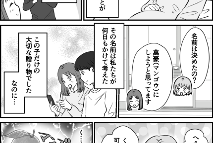 <命名にうっかり失言>義姉のひと言にカチン「名前は大事な贈りもの!」【後編まんが:義妹の気持ち】