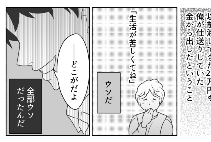 ＜義両親からの400万！俺のカネ＞「生活が苦しい」はウソだった！俺、バカみたいだ【第5話まんが】