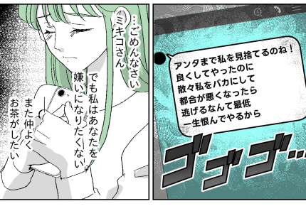 ＜荒れ狂う義姉＞執拗な攻撃LINE「一生恨んでやる！」そっとスマホを伏せ…1年後【第5話まんが】