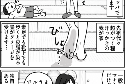 【実家の変わった習慣】和室でスリッパ！？汗っかき家系のルールとは＜第18話＞#ママスタショート