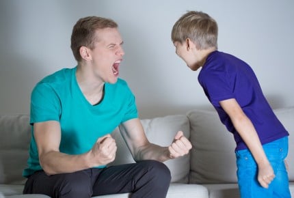 Dad yelling at his son