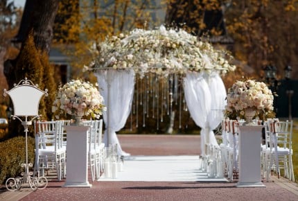 Arch  in the garden for wedding ceremony