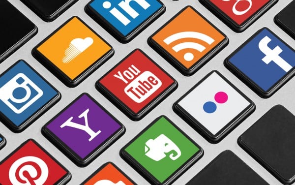 Keyboard buttons with social media icons